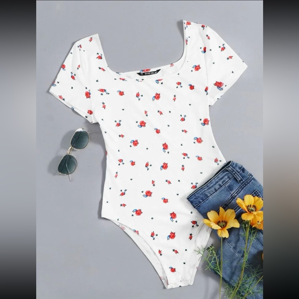 White floral bodysuit